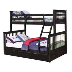 Picture of Benzara BM229086 Bunk Bed with Slatted Details & Trundle&#44; Charcoal Gray - Twin Over Full Size
