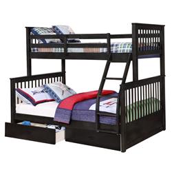 Picture of Benzara BM229087 2 Drawer Bunk Bed with Slatted Details&#44; Charcoal Gray - Twin Over Full Size