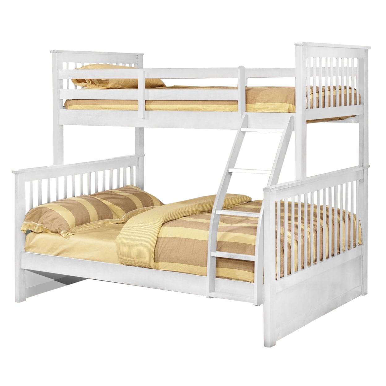 Picture of Benzara BM229192 Mission Style Wooden Bunk Bed with Slatted Headboard&#44; White - Twin Over Full Size