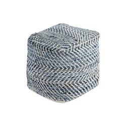 Picture of Benjara BM227643 Fabric Round Shaped Pouf with Chevron Pattern&#44; Blue