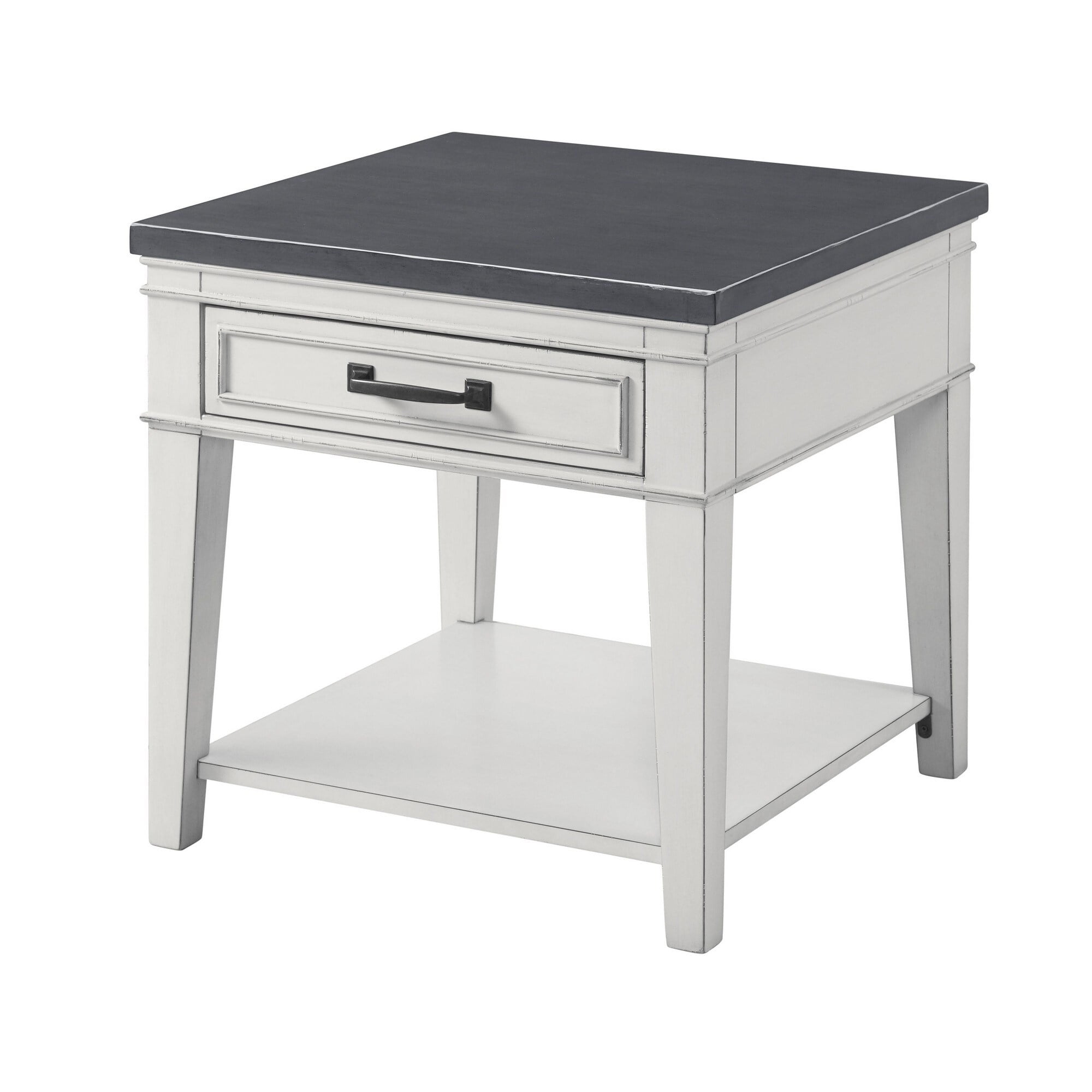 Picture of Benjara BM231156 24 in. Square End Table with 1 Drawer&#44; White & Gray