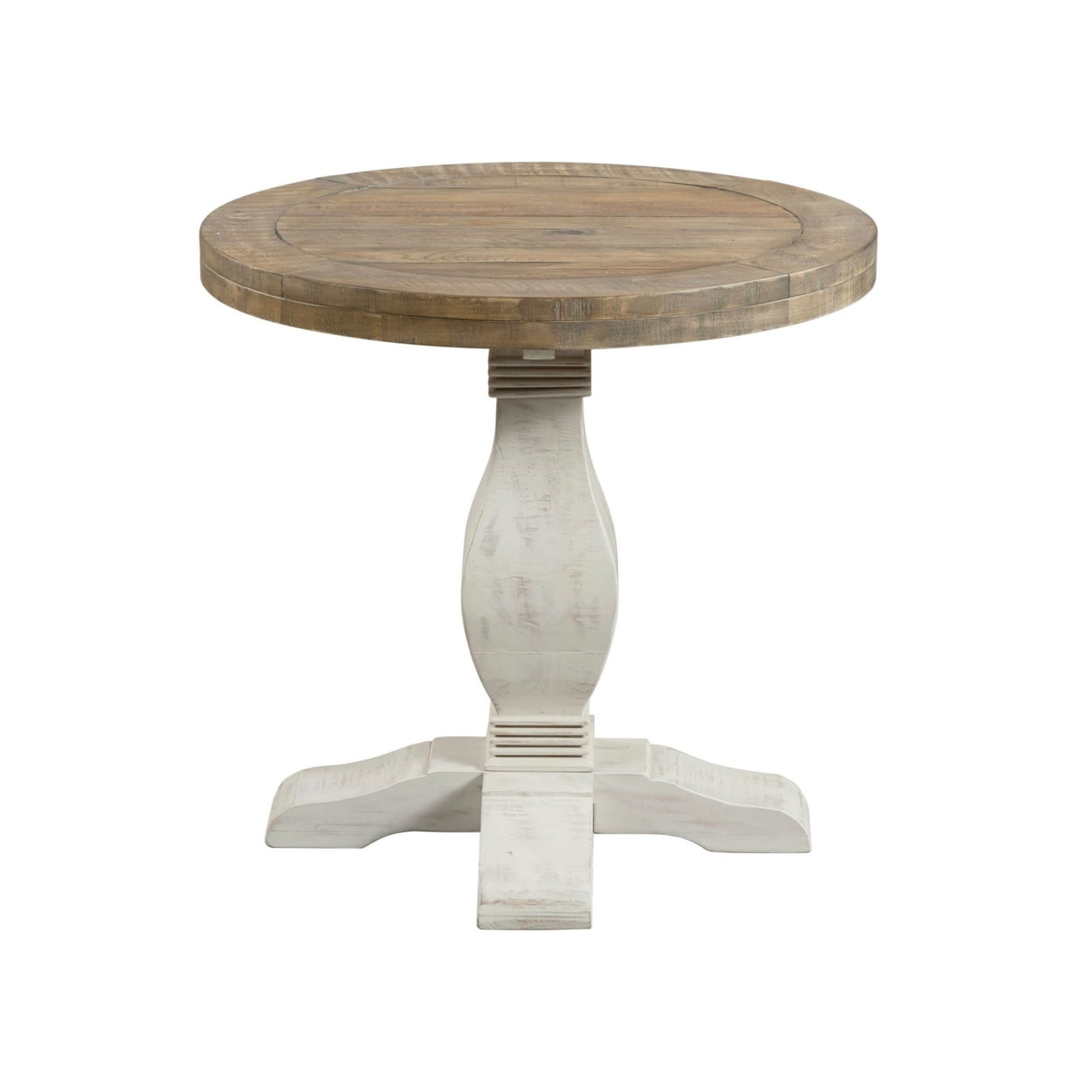 Picture of Benjara BM231162 25 x 26 x 26 in. Round End Table with Pedestal Base&#44; Brown & White