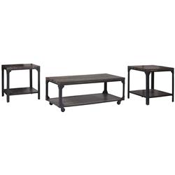 Picture of Benjara BM230896 Frame Occasional Table Set with Rivets&#44; Brown & Black - Metal&#44; 3 Piece