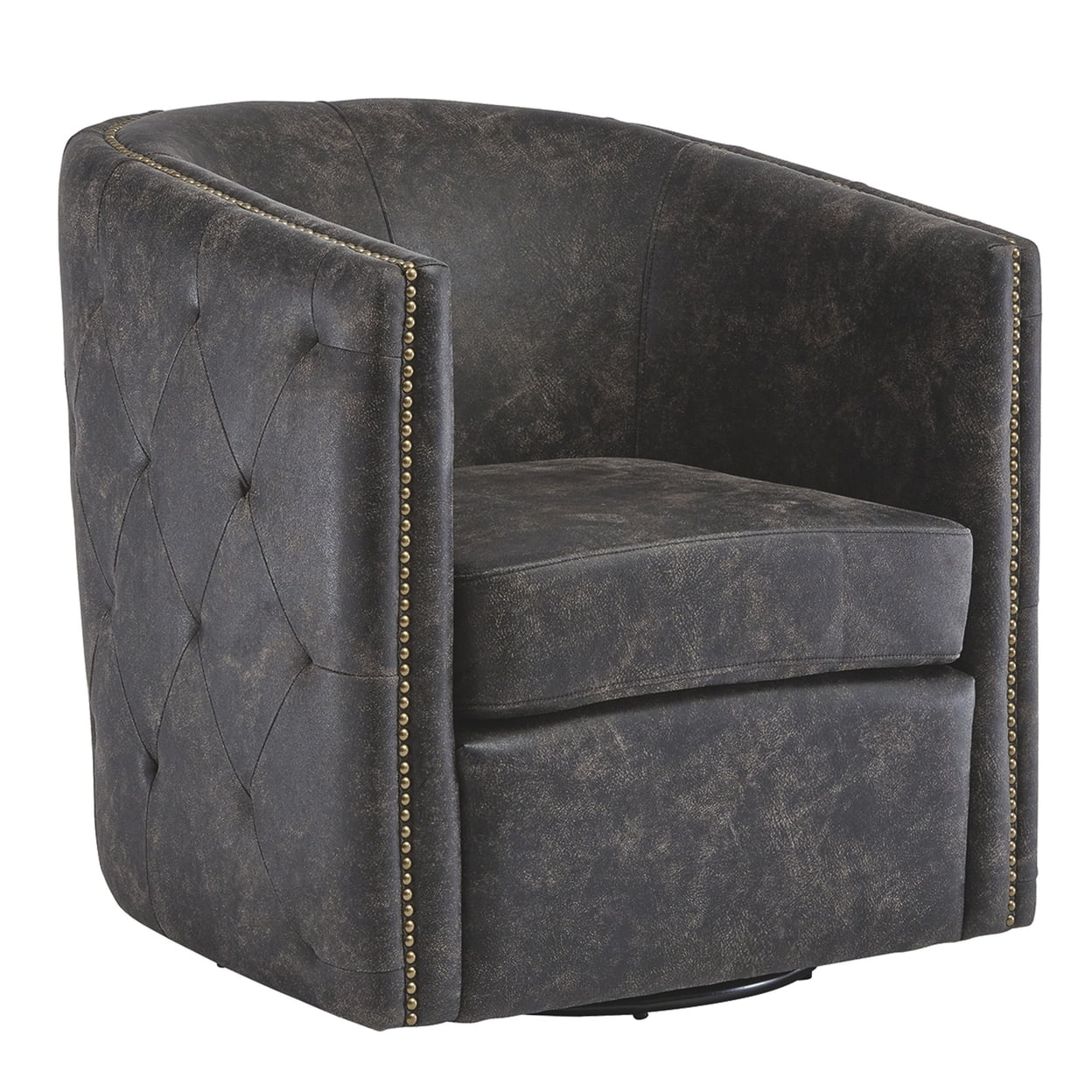 Picture of Benjara BM231371 31 x 32.25 x 29.75 in. Barrel Back Leatherette Swivel Accent Chair, Black