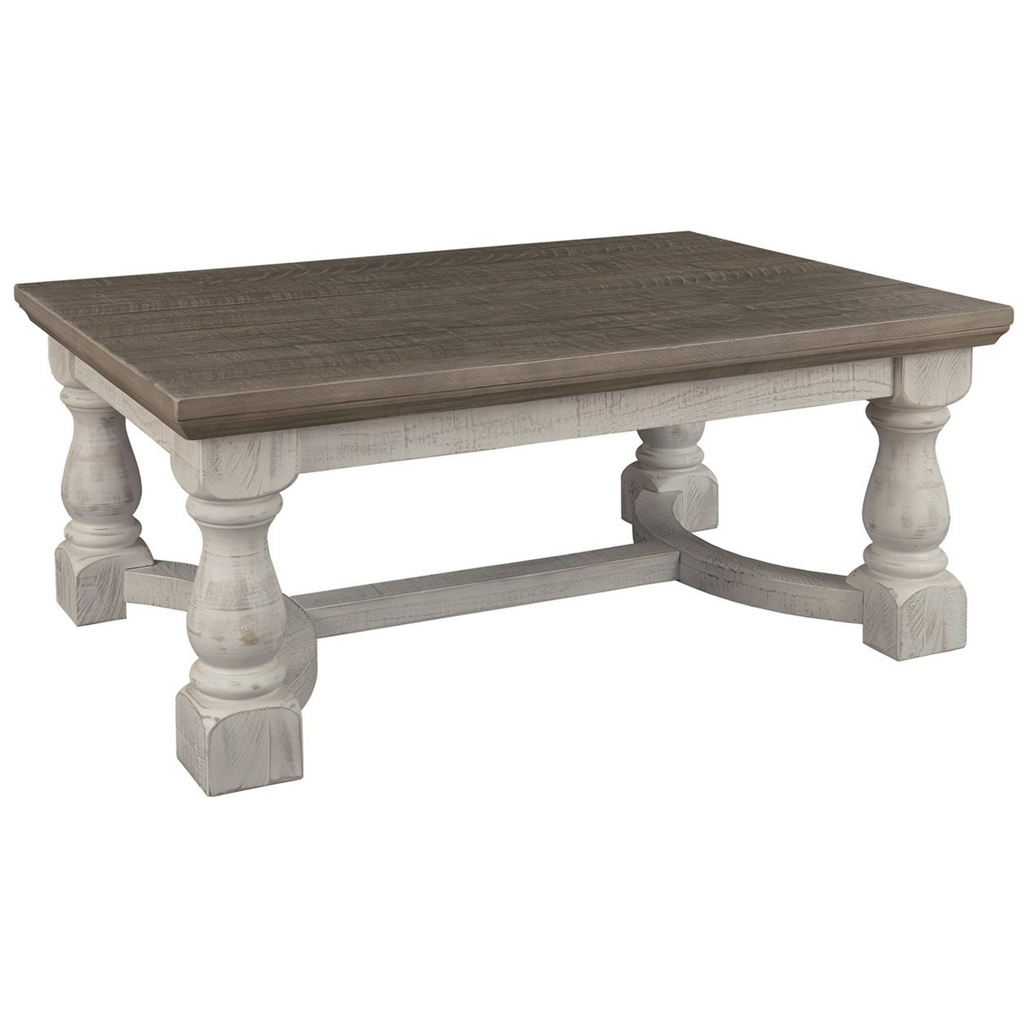 Picture of Benjara BM227431 19 x 46.13 x 32.13 in. Rectangular Wooden Cocktail Table with Trestle Base in Brown & Antique White
