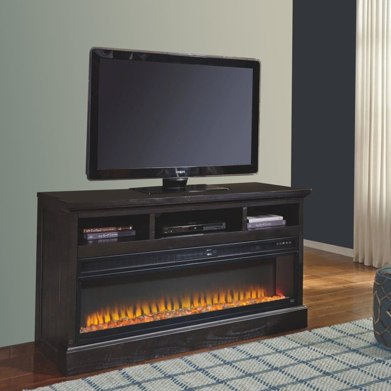 Picture of Benjara BM227446 57 in. Metal Fireplace Inset with 6 Level Temperature Setting&#44; Black