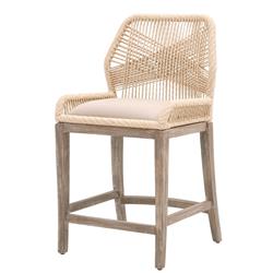 Picture of Benjara BM231076 44.5 x 23.5 x 22 in. Rope Weave Design Wooden Barstool with Fixed Cushion Seat&#44; Brown