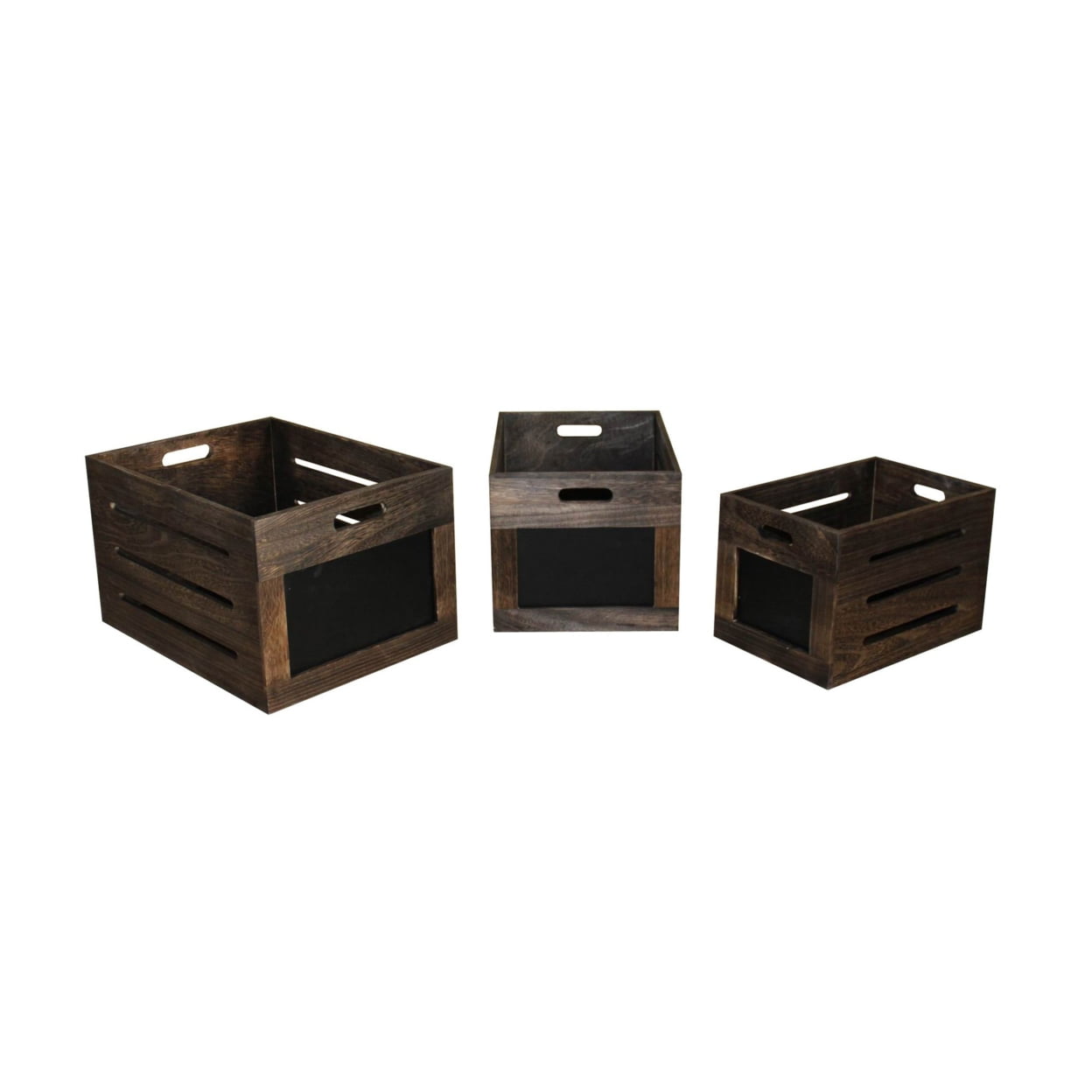 Picture of Benjara BM231485 Cutout Design Wooden Box with Chalkboard Inserts&#44; Brown & Black - Set of 2