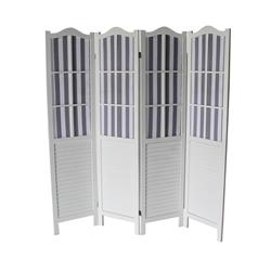 Picture of Benjara BM231635 4 Panel Arc Shutter Style Room Divider with Slat Panelling&#44; White