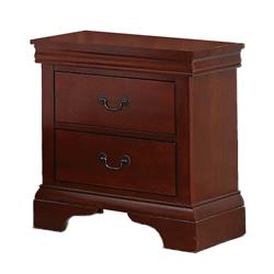 Picture of Benjara BM231861 Panel Bracket Feet with 2 Drawer Wooden Nightstand, Cherry Brown