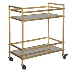 Picture of Benjara BM231915 27.75 x 14.13 x 31.88 in. Metal Frame Bar Cart with 2 Mirrored Shelves&#44; Gold