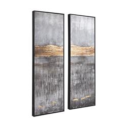 Picture of Benjara BM231923 Fabric Wall Art with Handpainted Abstract Design&#44; Grey - Set of 2