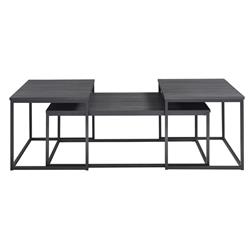 Picture of Benjara BM231968 Occasional Table Set with Metal Legs&#44; Black & Grey - 3 Piece