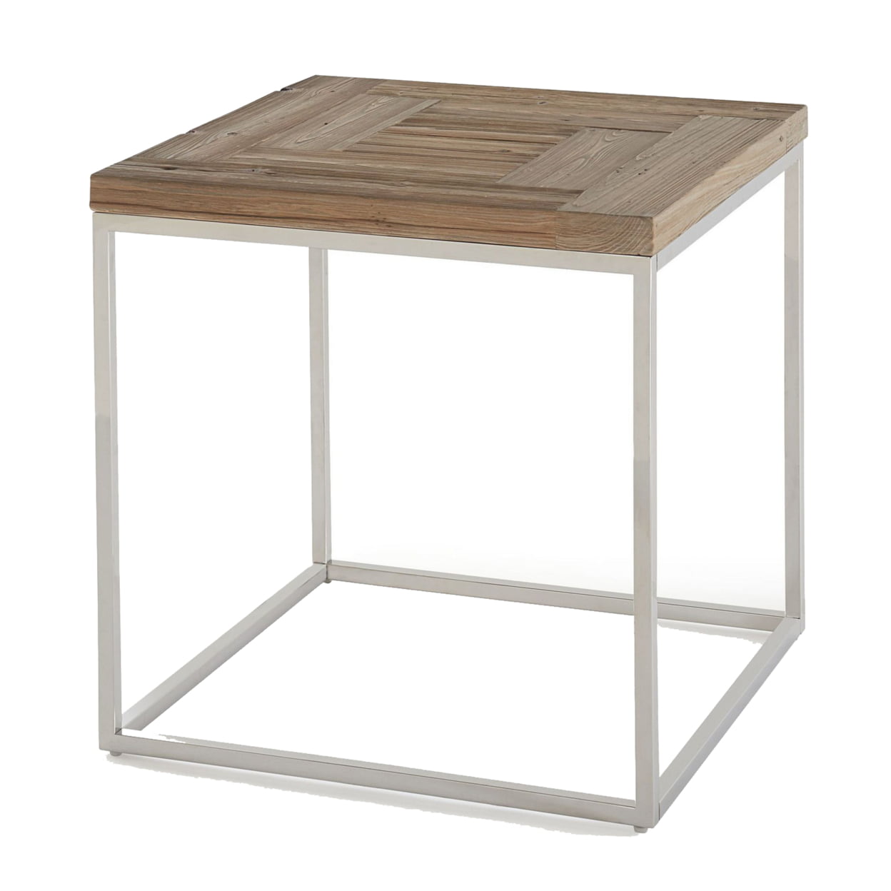 Picture of Benjara BM231895 24 in. Wooden Top End Table with Metal Base&#44; Brown & Silver