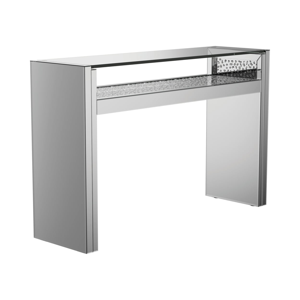 Picture of Benjara BM231825 Metal Console Table with One Open Shelf&#44; Silver & Chrome