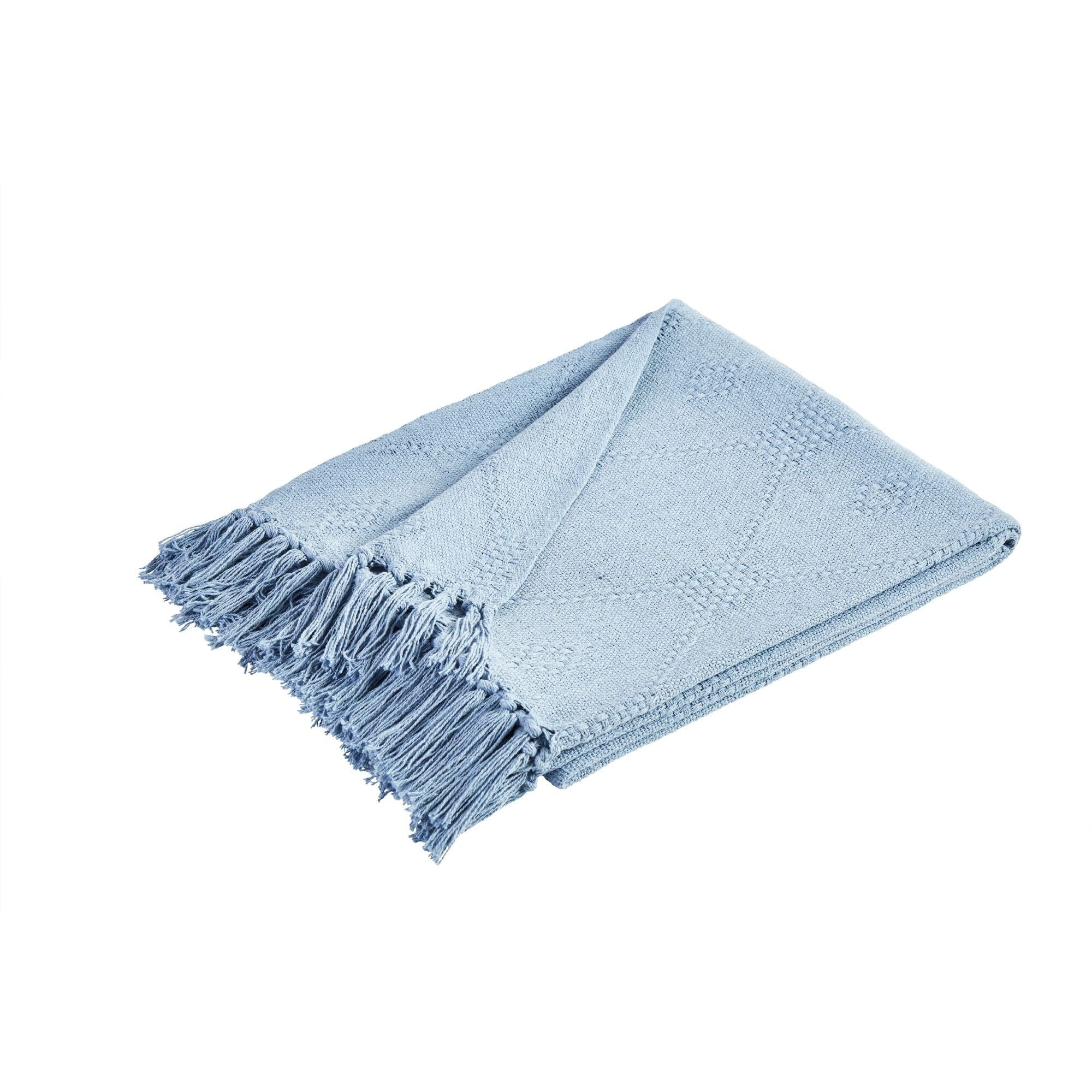 Picture of Benjara BM231551 Lyon Fabric Throw with Textured Waffle Weave Design the Urban Port&#44; Blue - Set of 2