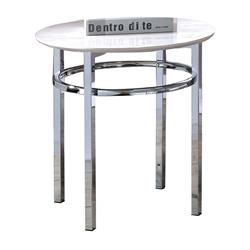 Picture of Benjara BM233730 23 in. Round Faux Marble Top End Table&#44; White & Chrome