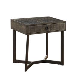 Picture of Benjara BM233837 24 x 24 x 24 in. 1 Drawer Wooden End Table with Metal Frame Support&#44; Brown