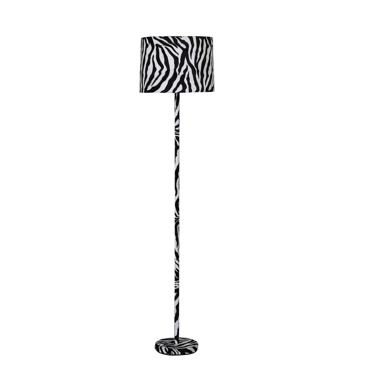 Picture of Benjara BM233931 59 x 14 x 14 in. Fabric Wrapped Floor Lamp with Animal Print&#44; White & Black