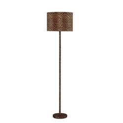 Picture of Benjara BM233932 59 x 14 x 14 in. Fabric Wrapped Floor Lamp with Dotted Animal Print&#44; Brown & Black