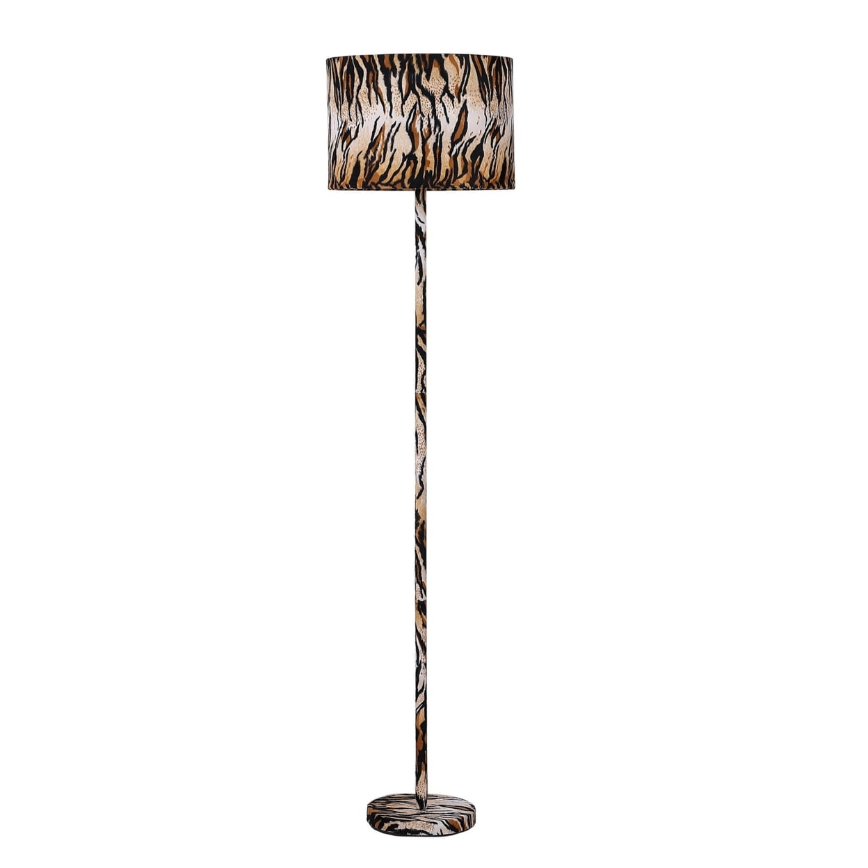 Picture of Benjara BM233936 59 x 14 x 14 in. Fabric Wrapped Floor Lamp with Animal Print&#44; Yellow & Black