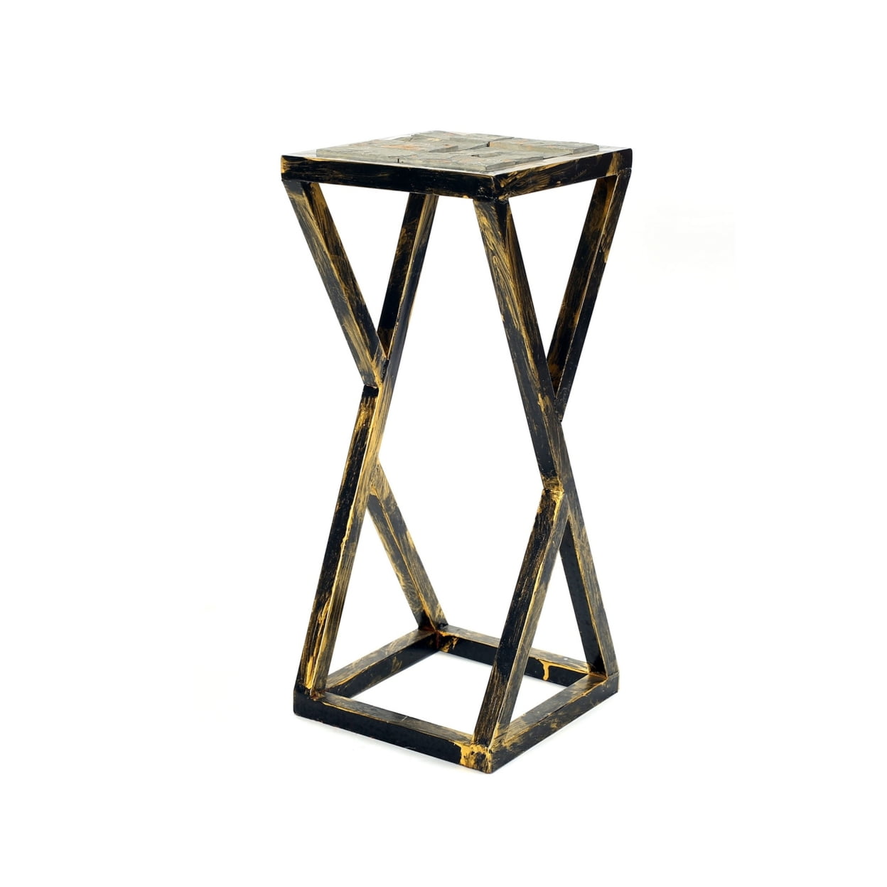 Picture of Benjara BM233955 19.5 in. Stone Top Plant Stand with Geometric Base&#44; Black & Gray
