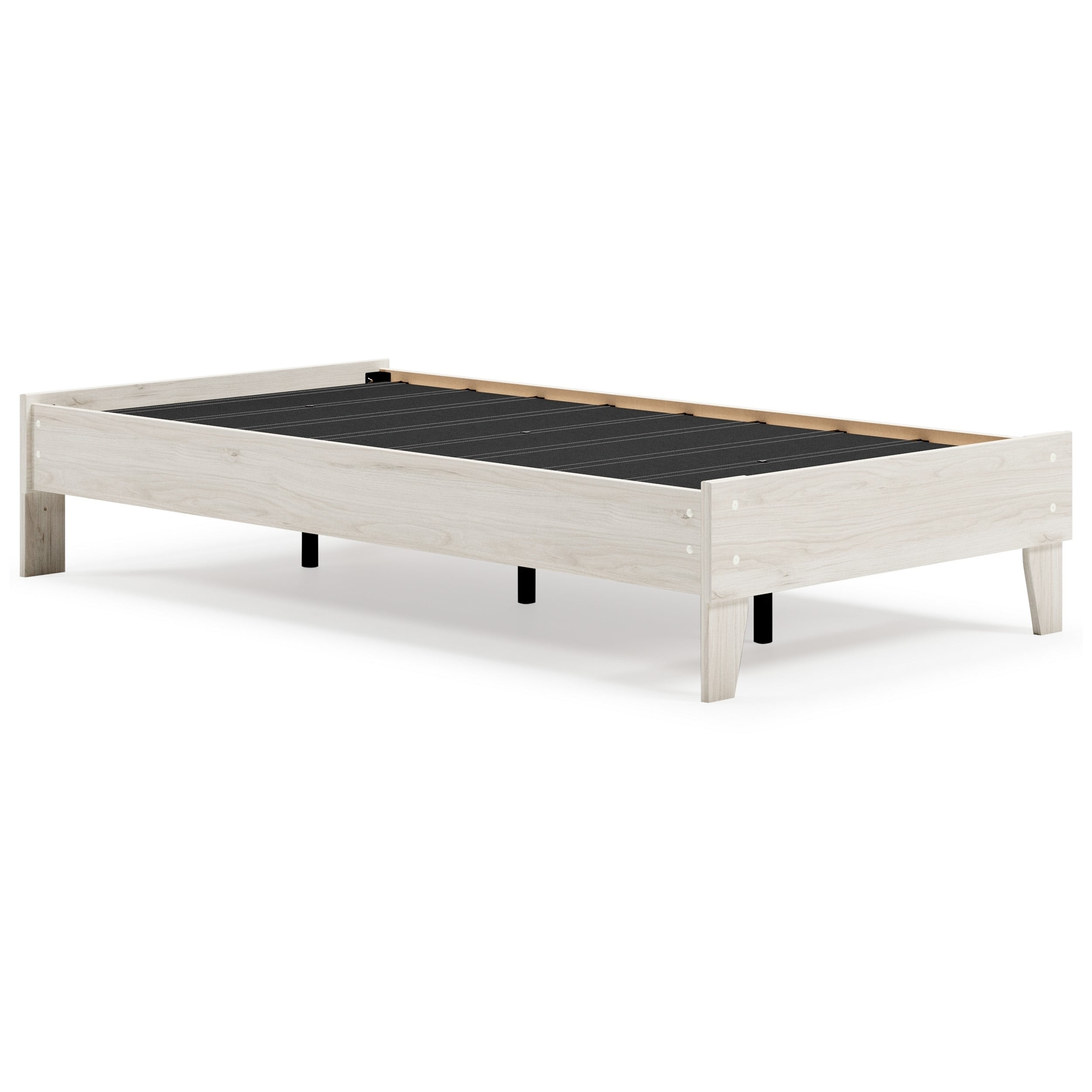 BM233200 15.31 x 77.8 x 41.02 in. Wooden Platform Bed with Grains, Off White - Twin Size -  Benjara