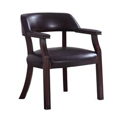 Picture of Benjara BM233218 31 x 25 x 25 in. Leatherette Guest Chair with Nailhead Trims&#44; Brown