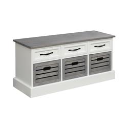 Picture of Benjara BM233233 17.75 x 39.25 x 13.75 in. 3 Drawer Wooden Storage Bench with Plinth Base&#44; Gray & White