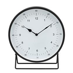 Picture of Benjara BM238177 13 x 2.75 x 12 in. Metal Round Shaped Table Clock with Dual Curved Base&#44; Black