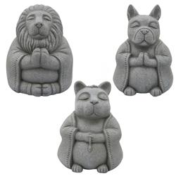 Picture of Benjara BM238193 14 x 10 x 11 in. Resin Crafted Decorative Yoga Animal Figurine&#44; Gray - Set of 3