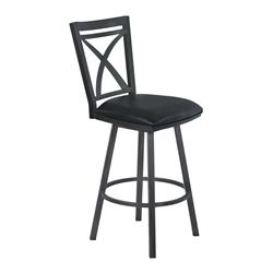 Picture of Benjara BM237245 26 in. Metal & Leatherette Swivel Counter Height Bar Stool&#44; Gray