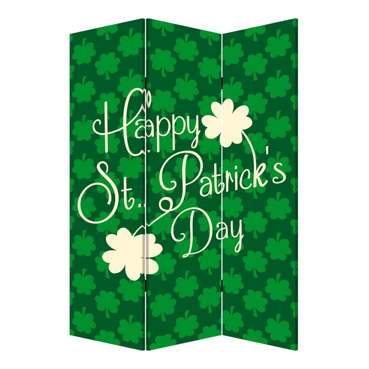 Picture of Benjara BM238287 72 in. 3 Panel Canvas St Patricks Day Print Room Divider&#44; Green