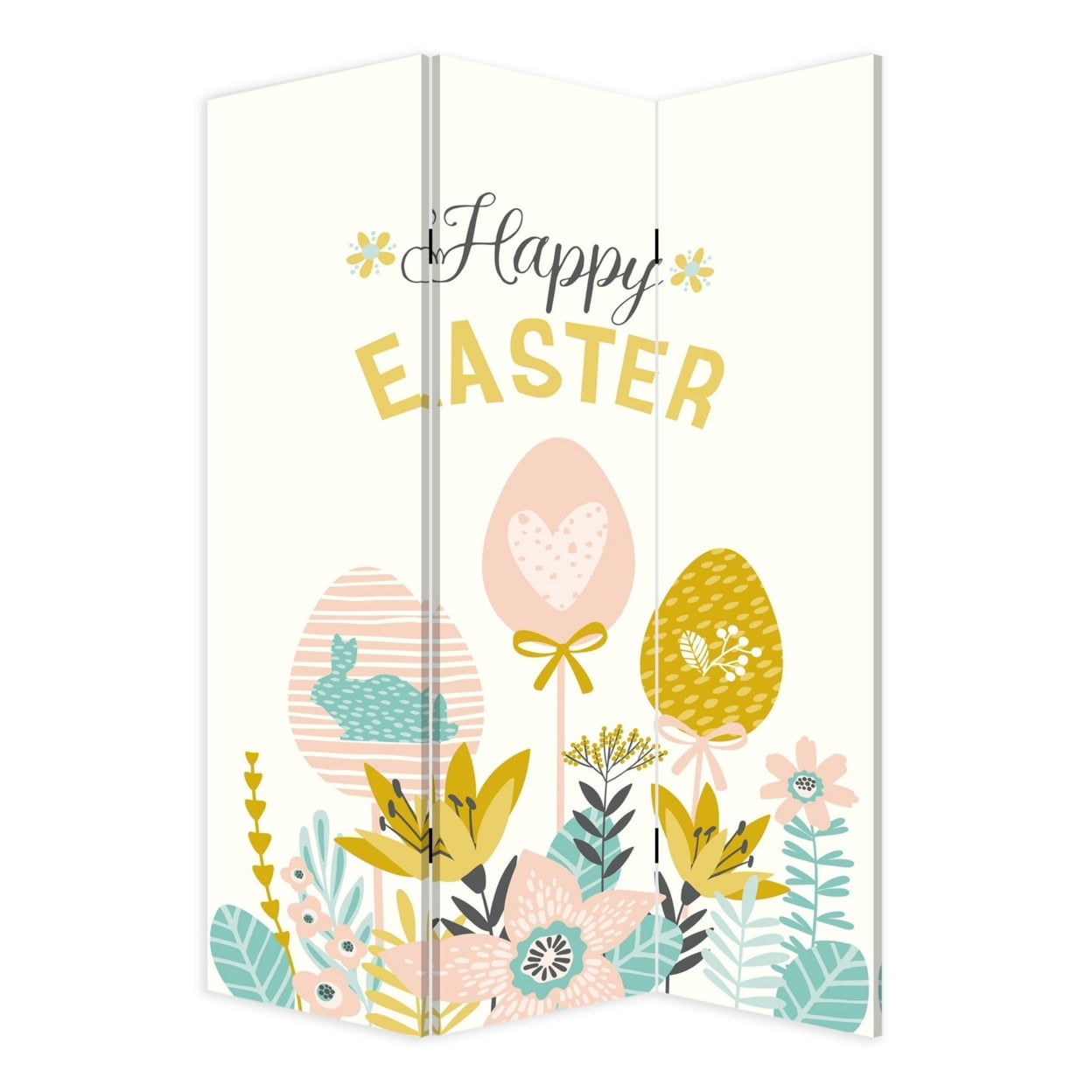 Picture of Benjara BM238288 72 in. 3 Panel Canvas Room Divider with Easter Print&#44; Multicolor