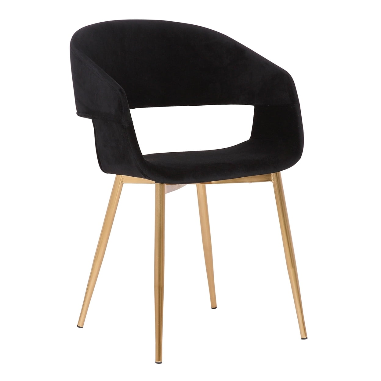 Picture of Benjara BM238306 Upholstered Open Back Dining Accent Chair with Metal Angled Legs, Black