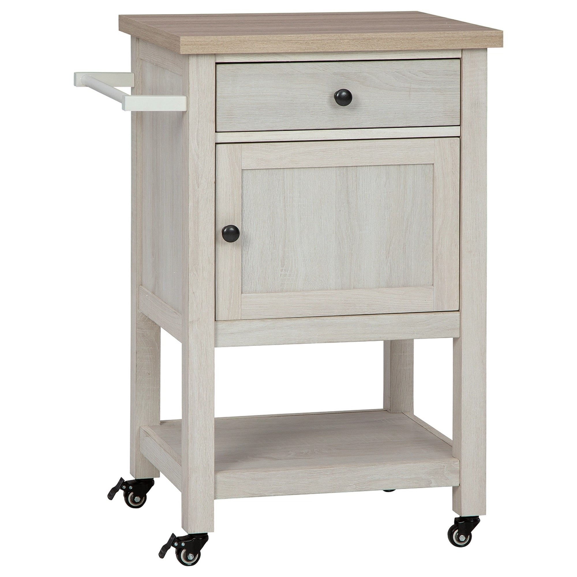 Picture of Benjara BM238381 36 in. Single Drawer Bar Cart with 1 Door&#44; Antique White