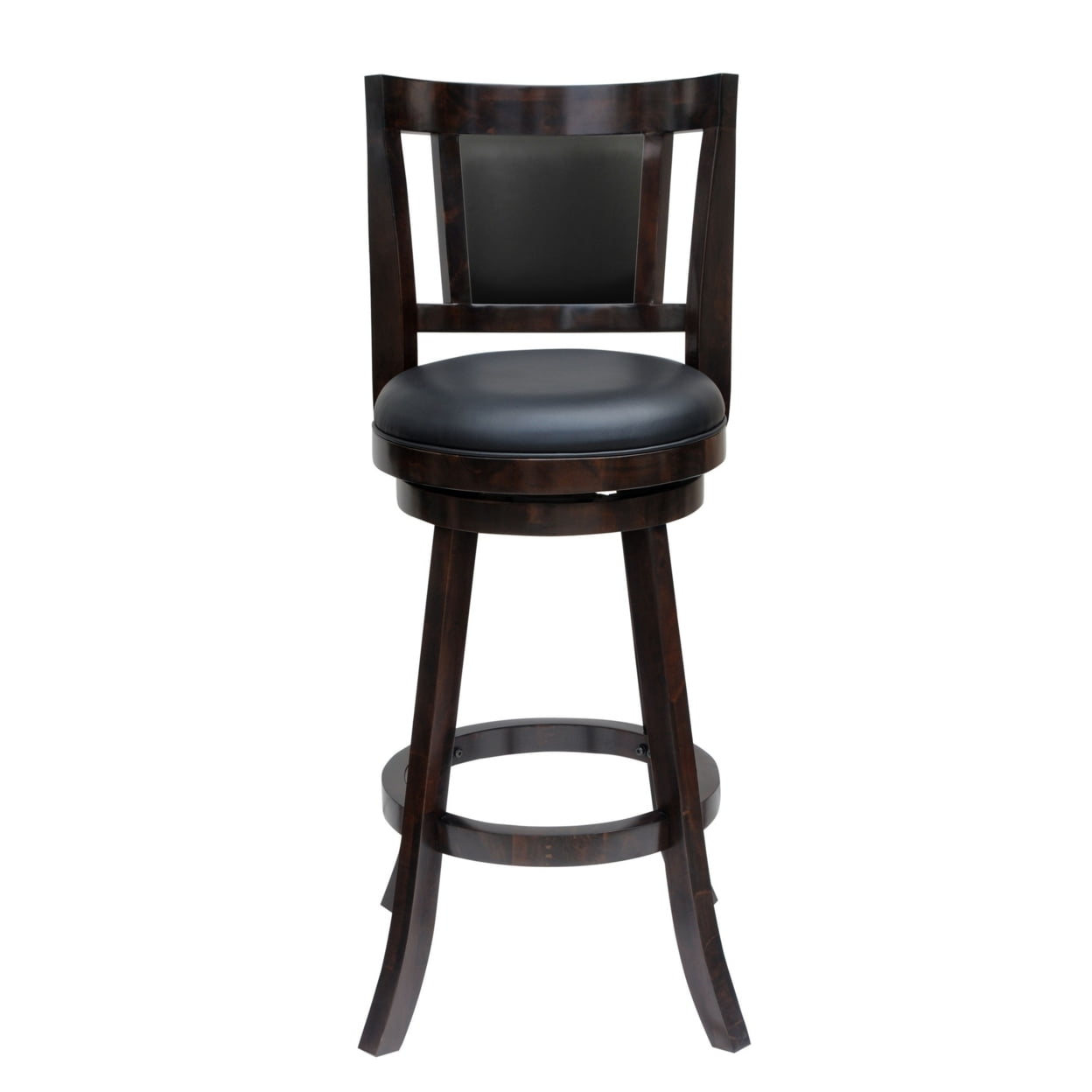 BM239714 29 in. Swivel Wooden Frame Counter Stool with Padded Back, Dark Brown -  Benjara