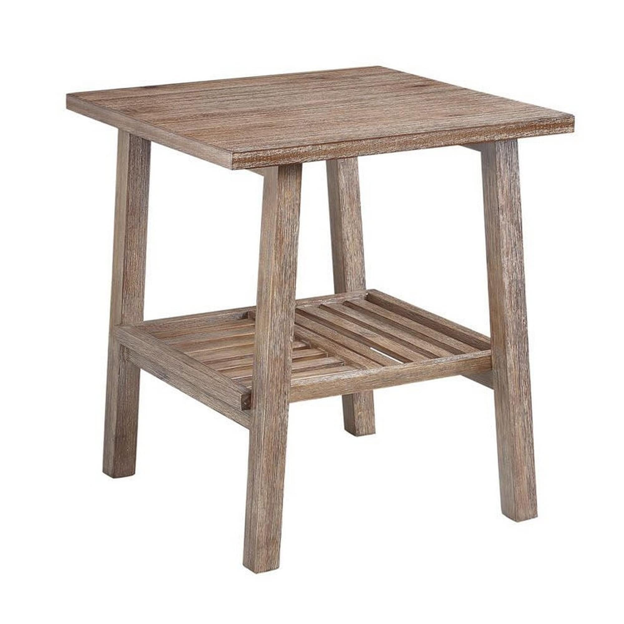 Picture of Benjara BM239722 Farmhouse Wooden End Table with Slatted Bottom Shelf&#44; Rustic Brown