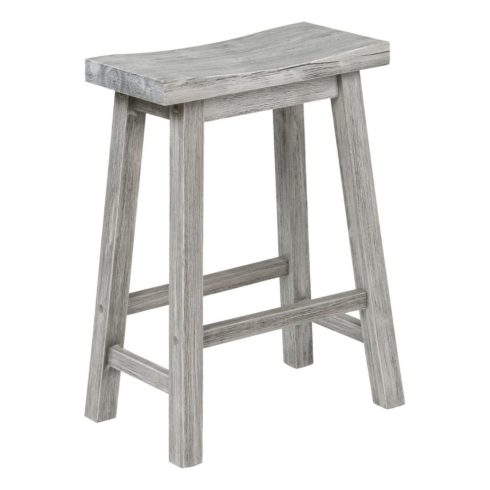 Picture of Benjara BM239730 24 x 17.75 x 10 in. Saddle Design Wooden Counter Stool with Grain Details, Gray