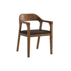 Picture of Benjara BM239749 Curved Panel Back Dining Chair with Sleek Track Arms, Brown