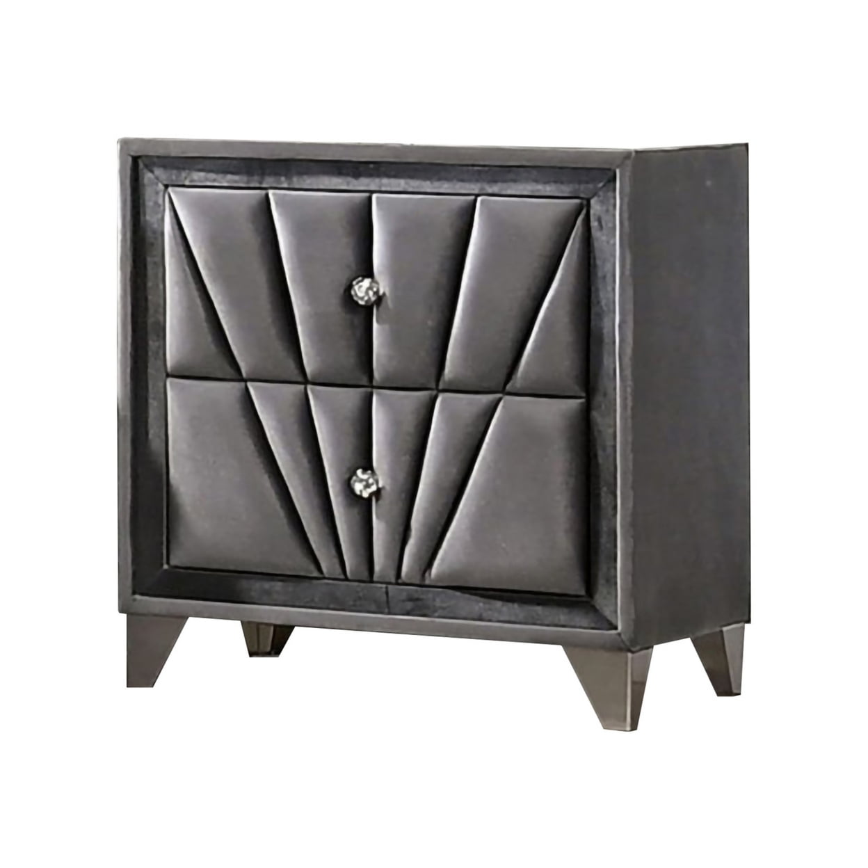 Picture of Benjara BM239799 2 Drawer Fabric Frame Nightstand with Tufted Accent, Gray