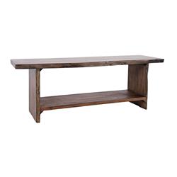 Picture of Benzara BM241420 Storage Bench with Open Shelf & Live Edge&#44; Brown