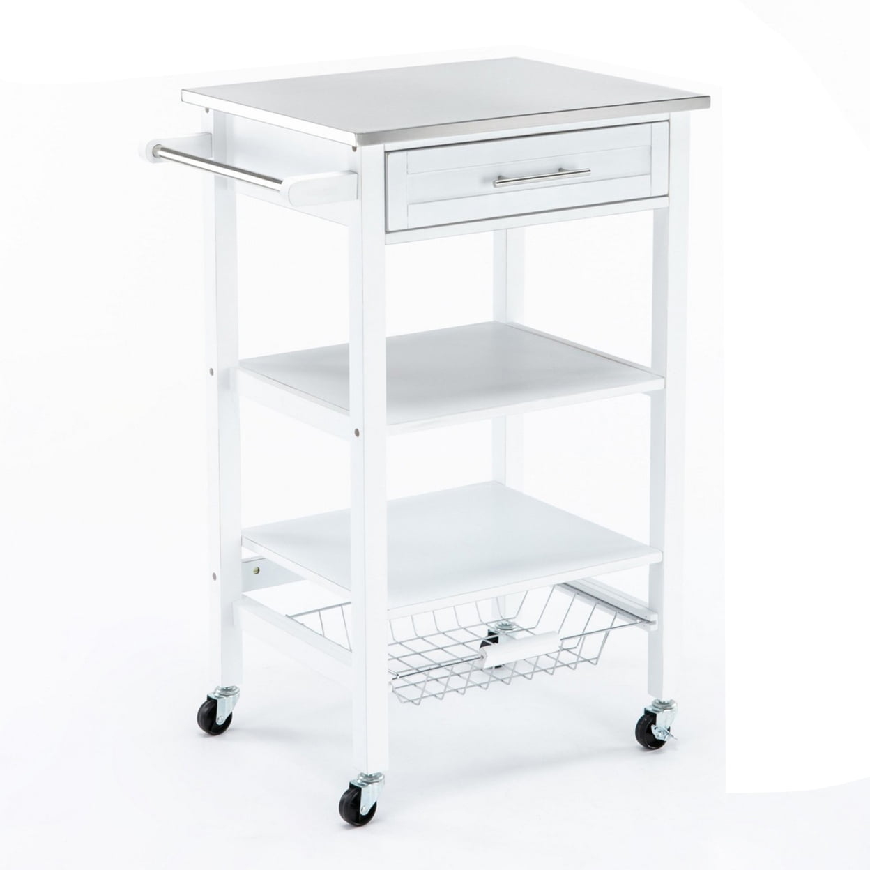 Picture of Benzara BM241846 Kitchen Cart with 2 Wooden Shelves & 1 Drawer&#44; White