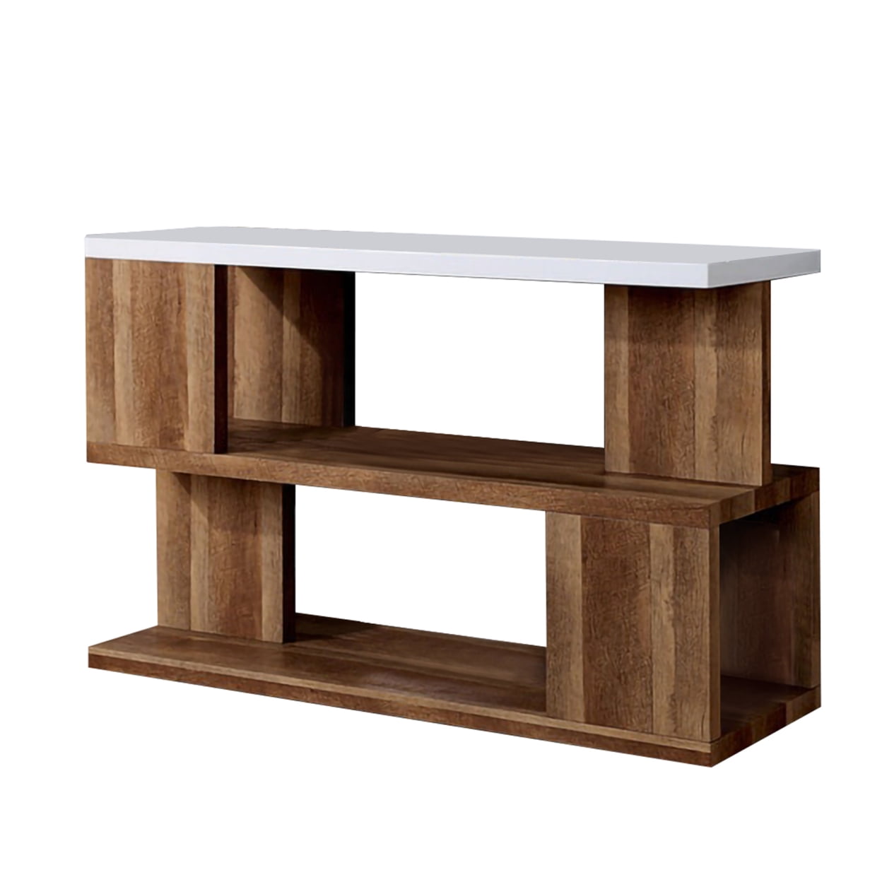 Picture of Benzara BM240041 Two Tone Modern Sofa Table with Bottom Shelf&#44; White & Brown