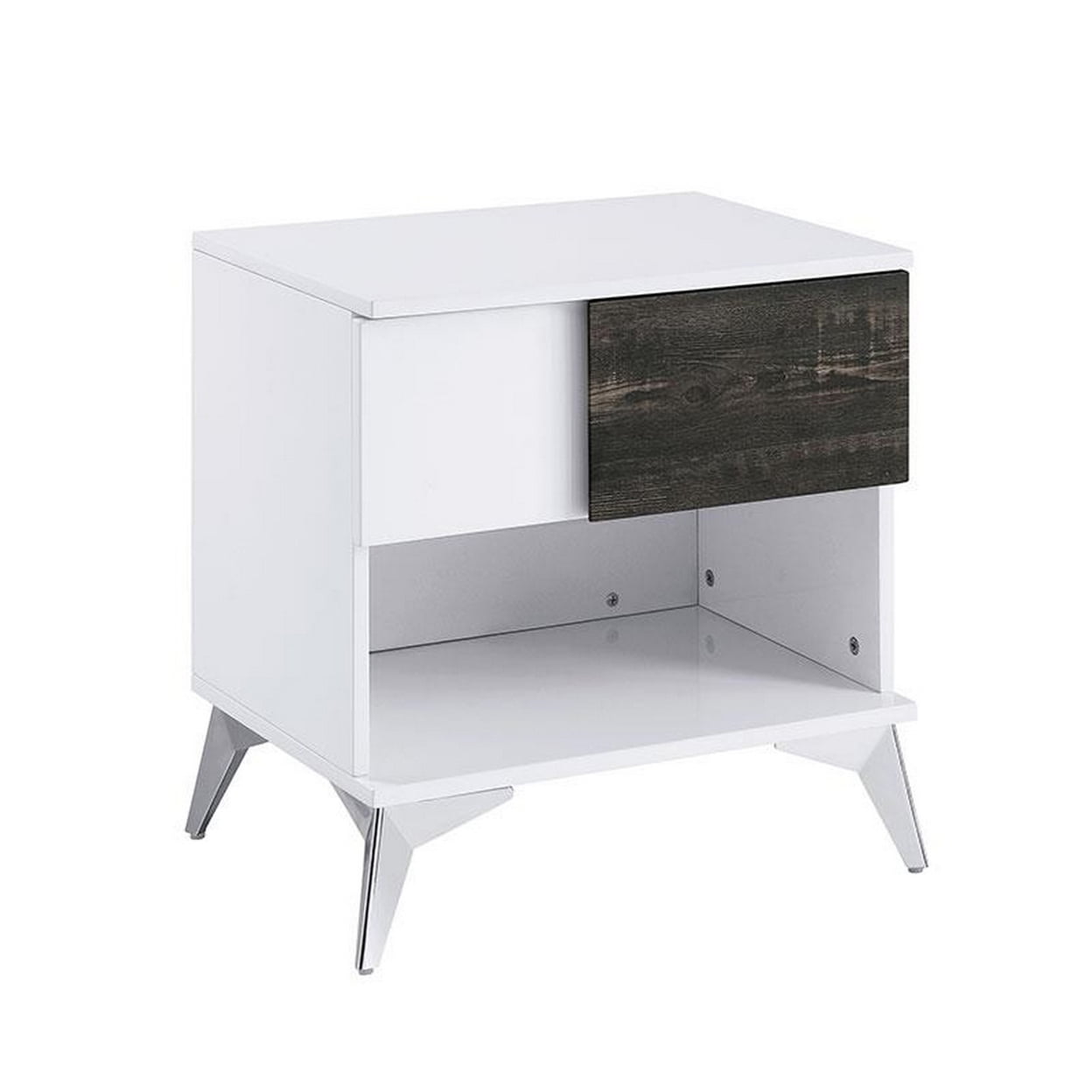 Picture of Benzara BM240043 Two Tone End Table with Open Shelf&#44; White & Brown