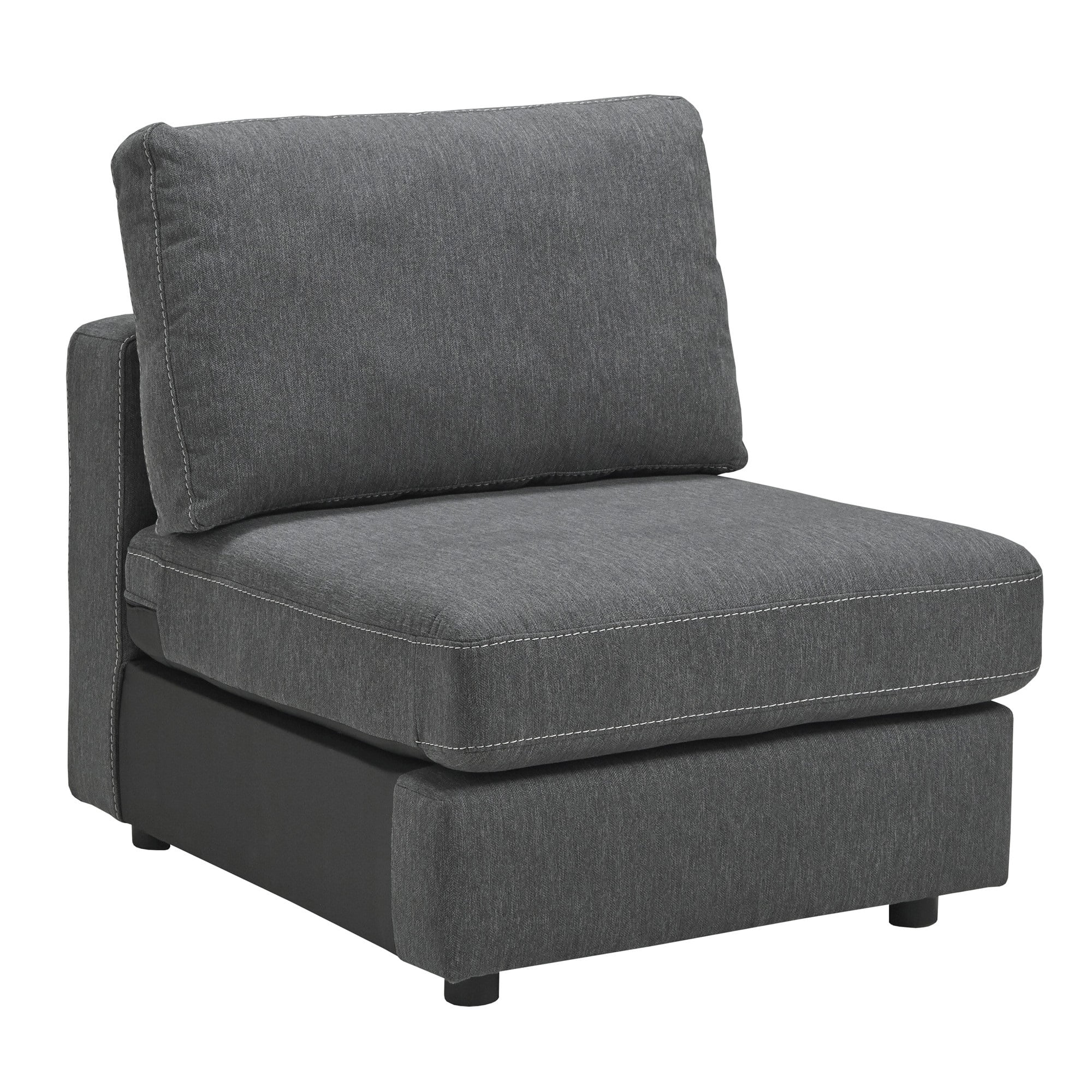 Picture of Benzara BM241975 Armless Chair with Fabric Padded Seat & Block Legs&#44; Gray