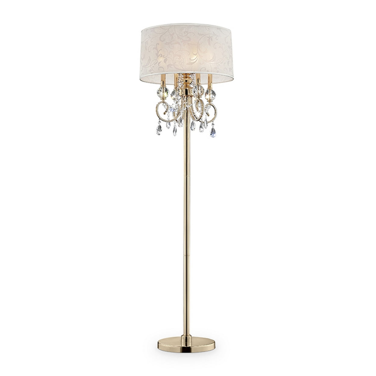 Picture of Benzara BM240436 Floor Lamp with Crystal Accent & Baroque Printed Shade&#44; Gold
