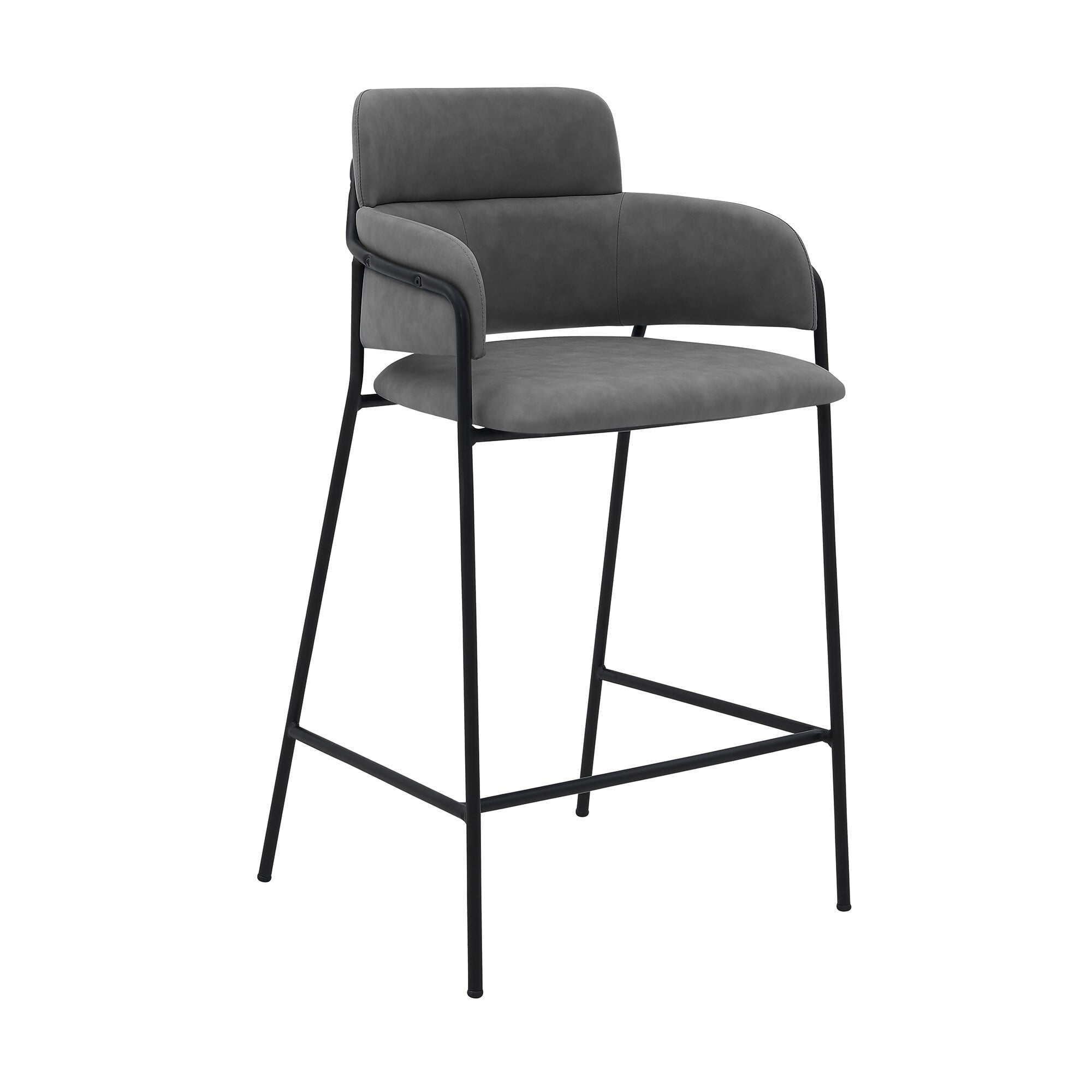 Picture of Benzara BM240768 26 in. Leatherette Seating Barstool&#44; Black & Gray