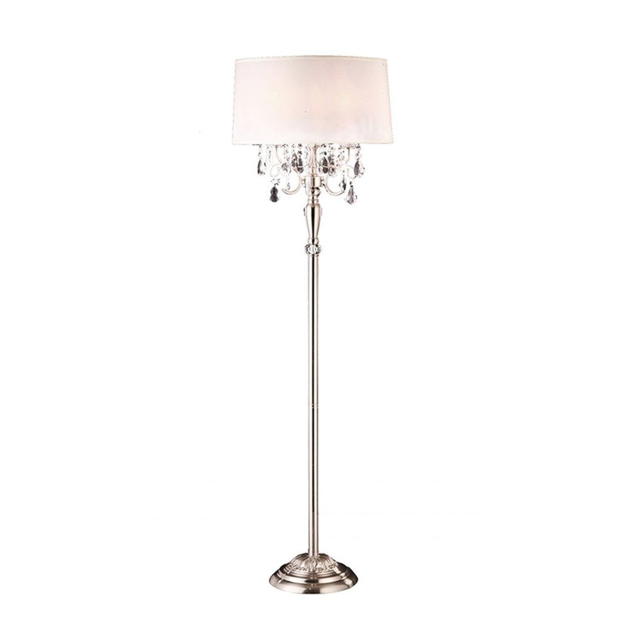 Picture of Benzara BM240909 Stalk Design Metal Floor Lamp with Hanging Crystal Accent, Silver