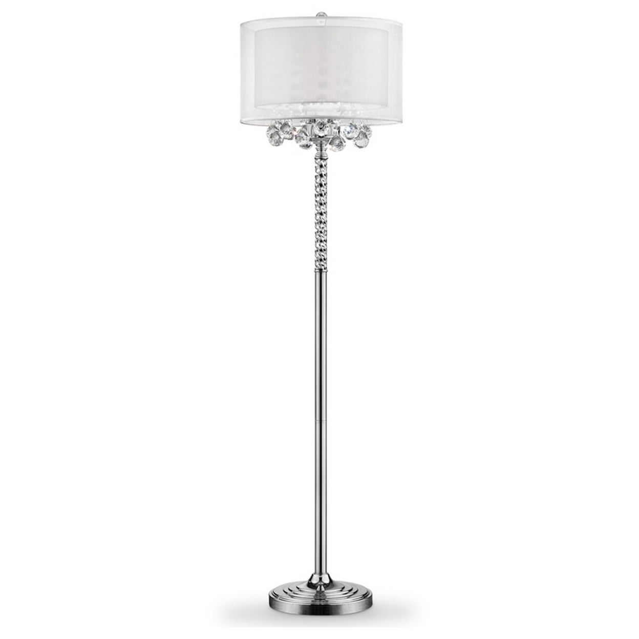 Picture of Benzara BM240937 Twisted Crystal Accent Floor Lamp with Dual Fabric Shade, Clear